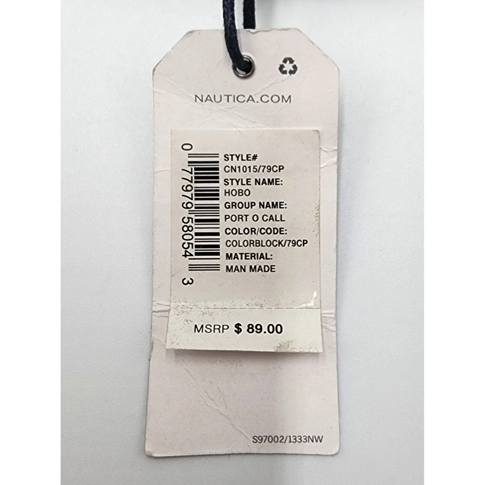 Nautica Hobo Colorblock Faux Leather Purse Cream/ Tan/ Black and Navy Y2K‎ NWT